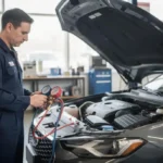 Reparación del aire acondicionado de un auto en Houston.